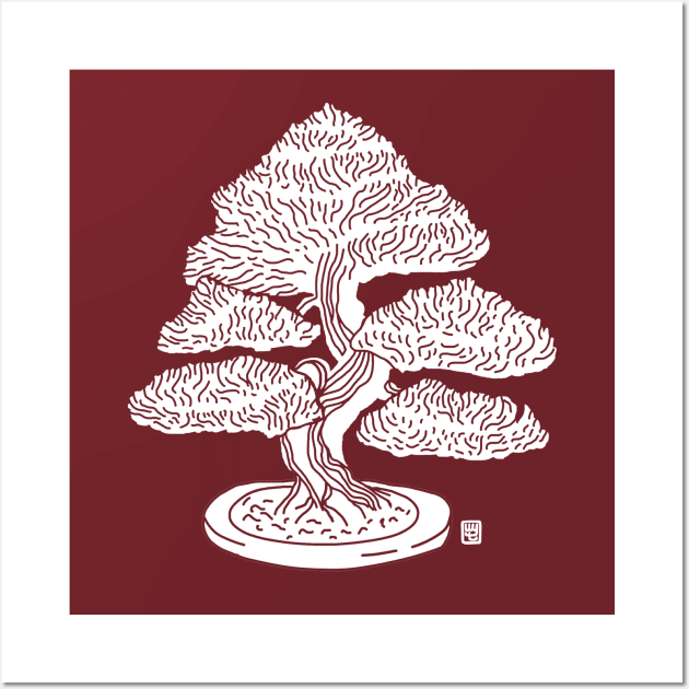 Bonsai Woodblock White Wall Art by Warm Your Toes